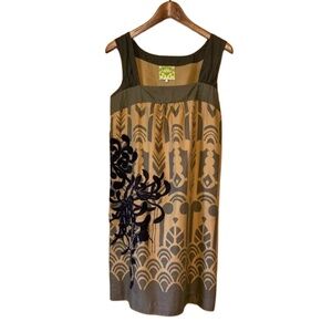 Anthropologie Floreat Art Deco Cocktail Dress with Embroidered Floral Detail